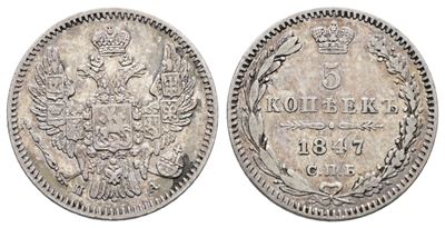 Nicola I, 5 copechi 1847