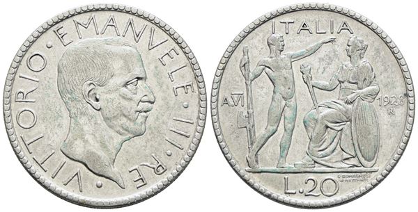 REGNO D'ITALIA. Vittorio Emanuele III (1900-1943). 20 lire 1928 "Littore". Ag; 15gr; Gig.37; NC; BB/SPL