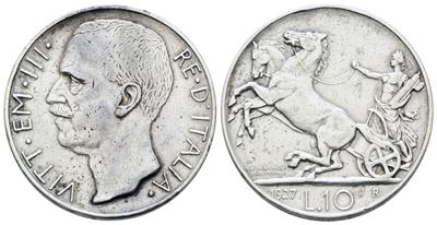 Vittorio Emanuele III, Moneta da 10 lire 1927 "Biga"