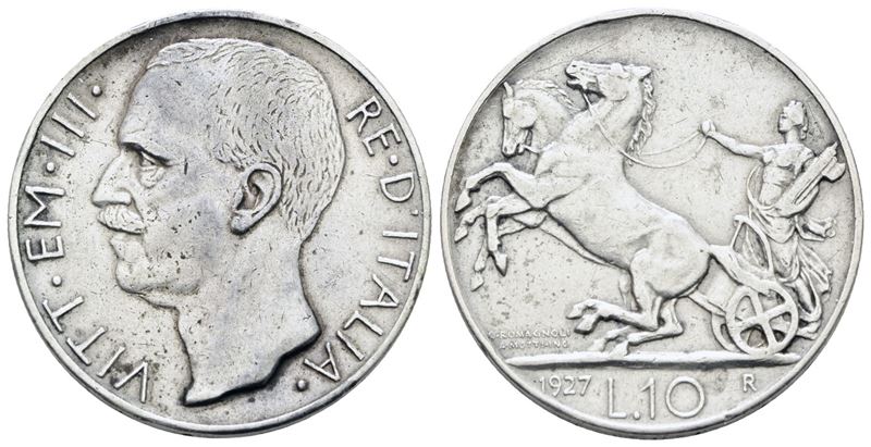 Vittorio Emanuele III, Moneta da 10 lire 1927 "Biga"