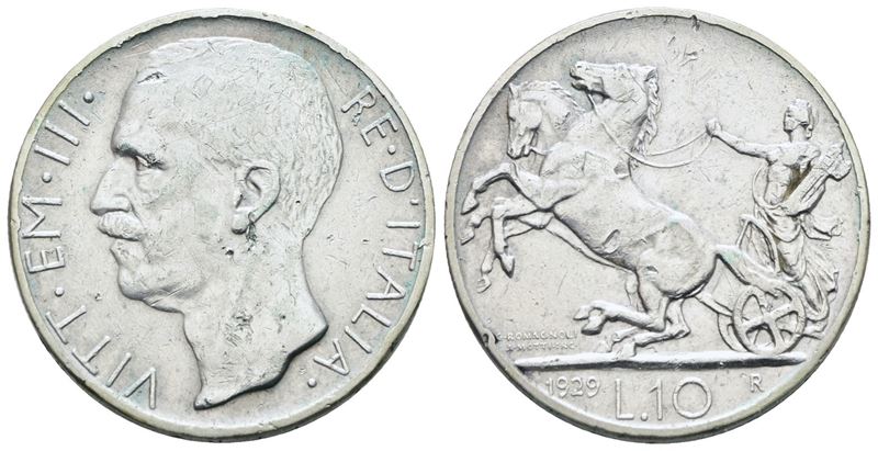 Vittorio Emanuele III, Moneta da 10 lire 1929 "Biga"