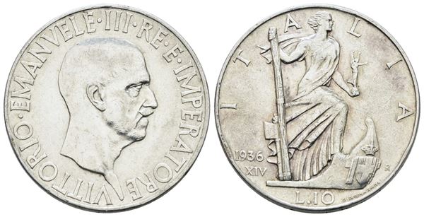 REGNO D'ITALIA. Vittorio Emanuele III (1900-1943). 10 lire 1936 "Impero". Ag; 10gr; Gig.64; BB