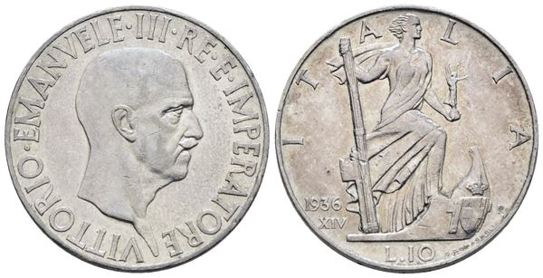 REGNO D'ITALIA. Vittorio Emanuele III (1900-1943). 10 lire 1936 "Impero". Ag; 10gr; Gig.64; BB/SPL