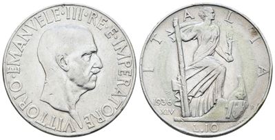 Vittorio Emanuele III, 10 lire 1936 'Impero', Ag, 10 gr, Gig. 64