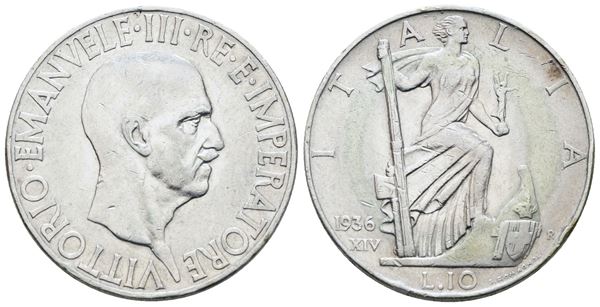 REGNO D'ITALIA. Vittorio Emanuele III (1900-1943). 10 lire 1936 "Impero". Ag; 10gr; Gig.64; BB/SPL