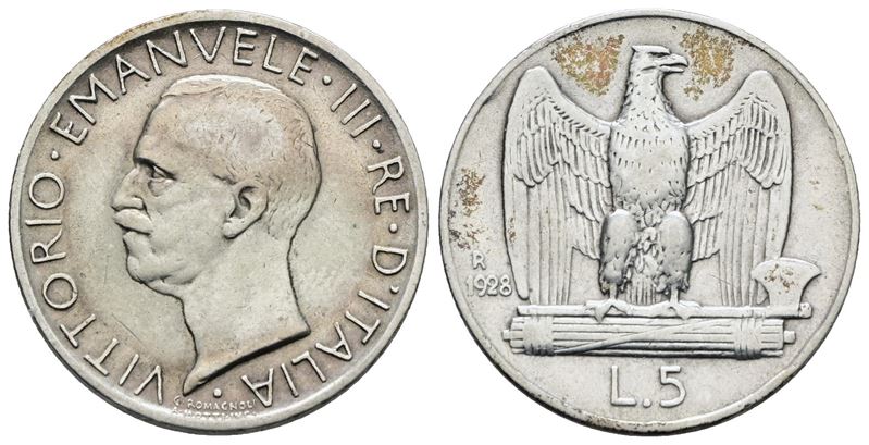 Vittorio Emanuele III, 5 Lire 1928 'Aquilotto', Argento