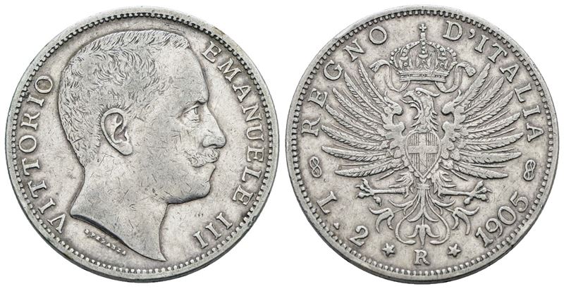 Vittorio Emanuele III, 2 lire 1905 'Aquila sabauda', argento