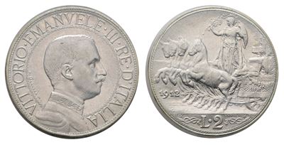 Vittorio Emanuele III, 2 lire 1912 "Quadriga veloce"