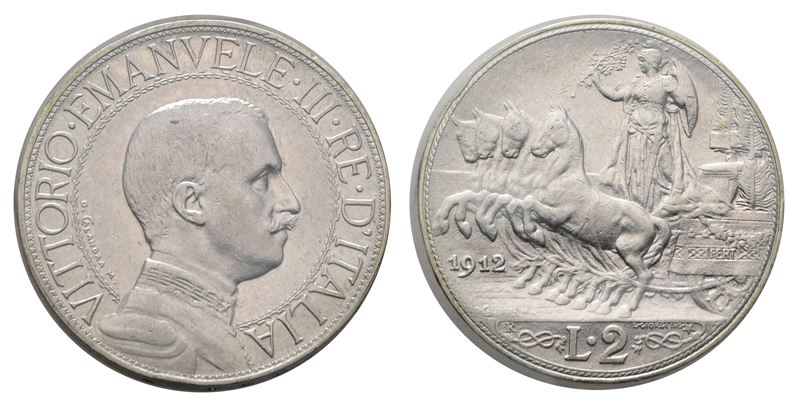 Vittorio Emanuele III, 2 lire 1912 "Quadriga veloce"