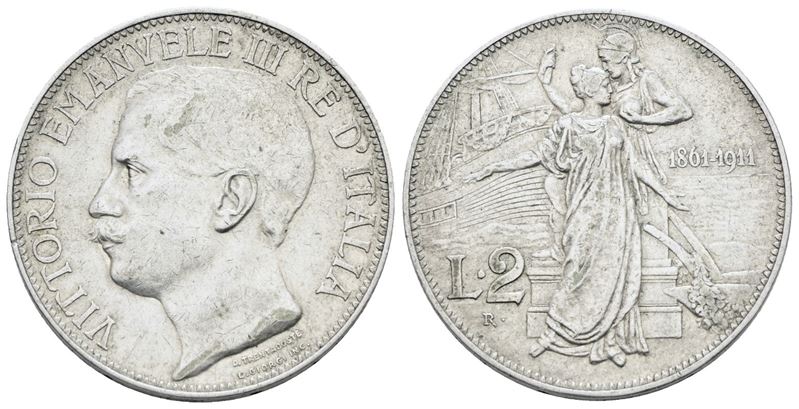 Vittorio Emanuele III, 2 lire 1911 "Cinquantenario", argento, 10 gr