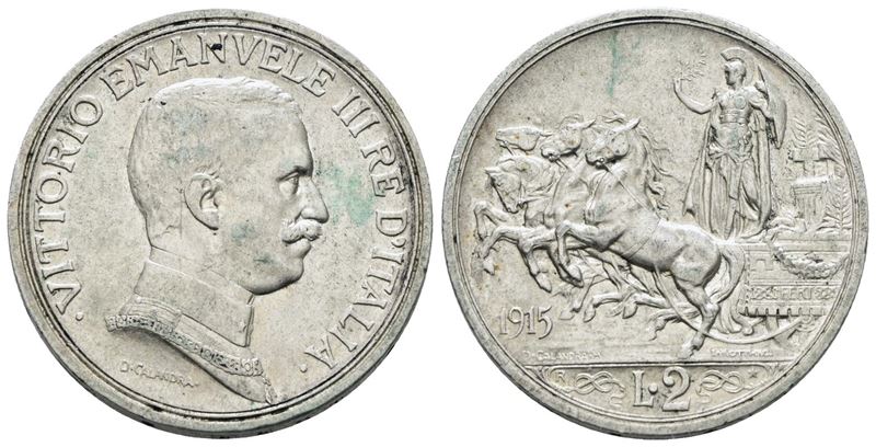 Vittorio Emanuele III, 2 lire 1915 'Quadriga briosa'