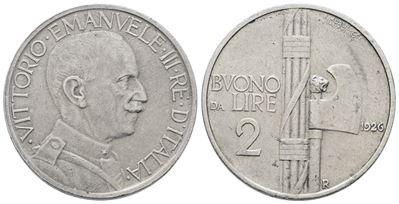 Vittorio Emanuele III, Monete da 2 lire 1926 'Fascio'