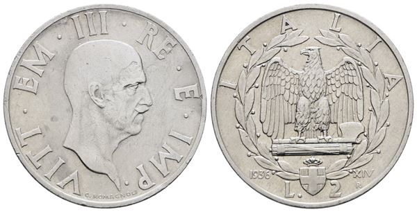 REGNO D'ITALIA. Vittorio Emanuele III (1900-1943). 2 lire 1936 "Impero". Ni; Gig. 118; Raro; BB/SPL