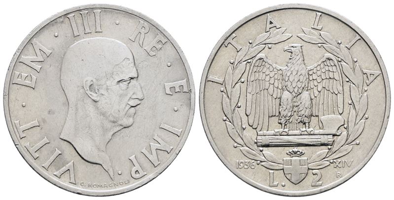 Vittorio Emanuele III, Moneta da 2 lire 1936 'Impero', Nichel