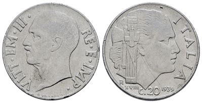 Vittorio Emanuele III, 20 centesimi 1939 XVIII "Impero"