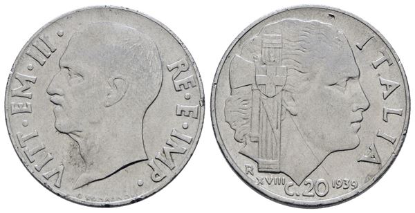 REGNO D'ITALIA. Vittorio Emanuele III (1900-1943). 20 centesimi 1939 XVIII "Impero". Ac; Gig. 219; SPL