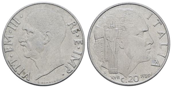 REGNO D'ITALIA. Vittorio Emanuele III (1900-1943). 20 centesimi 1939 XVII "Impero". Ac; 4gr; Gig. 218; SPL/FDC