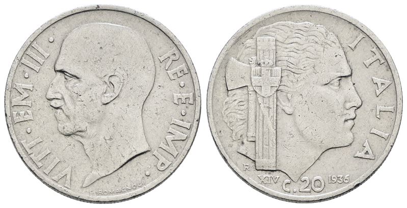 Vittorio Emanuele III, 20 centesimi 1936 'Impero', Nichel