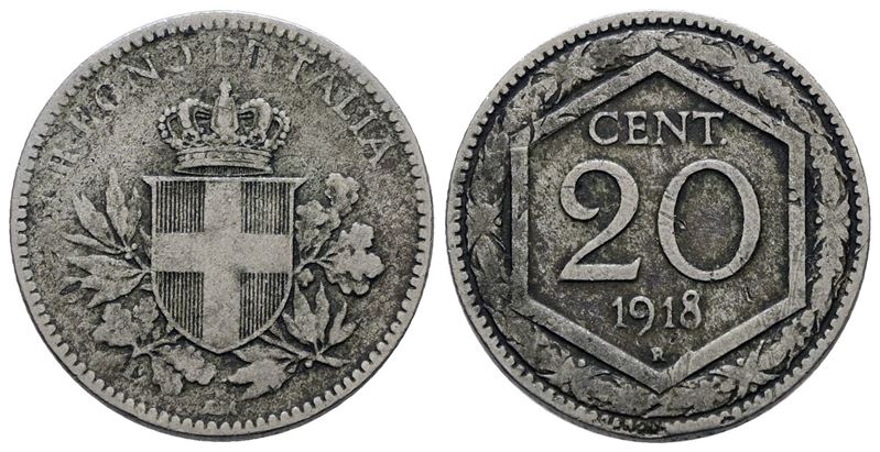 Vittorio Emanuele III, 20 centesimi 1918 'Esagono'