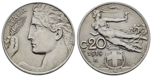 REGNO D'ITALIA. Vittorio Emanuele III (1900-1943). 20 centesimi 1919"Libertà librata". Ni; 4gr; Gig. 200; NC; Q.SPL