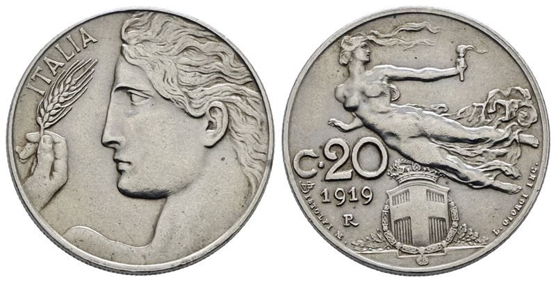 Vittorio Emanuele III, 20 centesimi 1919 'Libertà librata', Nichel, 4 g