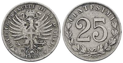 Vittorio Emanuele III, Moneta da 25 centesimi del 1903