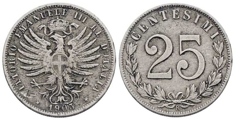 Vittorio Emanuele III, Moneta da 25 centesimi del 1903