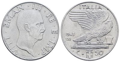 Vittorio Emanuele III, 50 centesimi 1943 'Impero', Ac; 6gr; Gig. 188