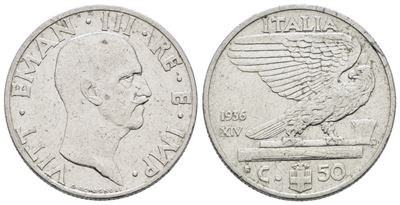 Vittorio Emanuele III, 50 centesimi 1936 'Impero', Ni, 6 gr