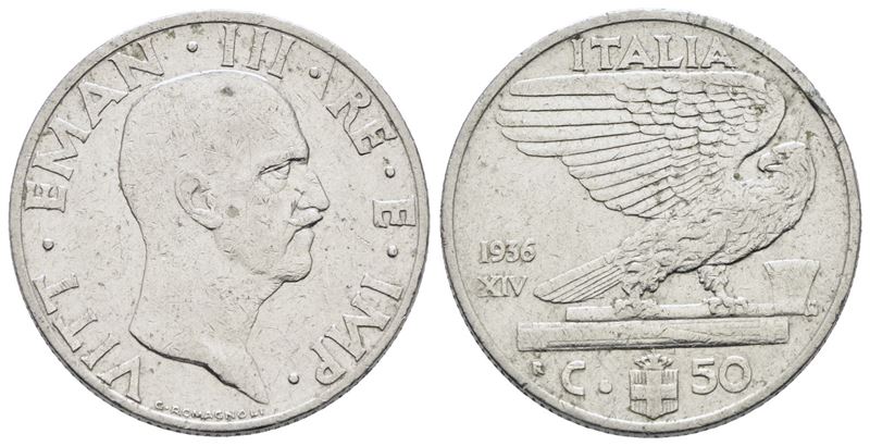 Vittorio Emanuele III, 50 centesimi 1936 'Impero', Ni, 6 gr