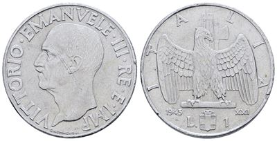 Vittorio Emanuele III, Lira 1943 "Impero", Ac 8gr