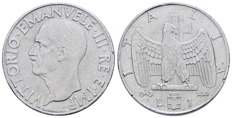 Vittorio Emanuele III, Lira 1943 "Impero", Ac 8gr