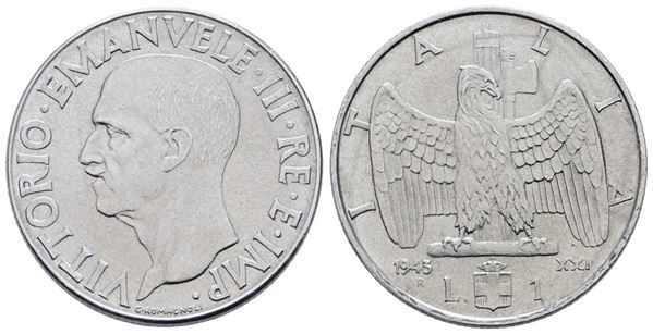 REGNO D'ITALIA. Vittorio Emanuele III (1900-1943). Lira 1943 "Impero". Ac; 8gr; Gig. 159; Raro; SPL/FDC