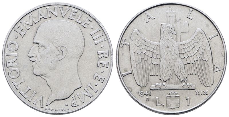 Regno D'italia. Vittorio Emanuele III (1900-1943). Lira 1941 "impero". Ac; 8gr; Gig. 157; Nc; Spl...