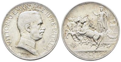 Vittorio Emanuele III, Lira 1916 'Quadriga briosa', Ag, 5gr, Gig. 137