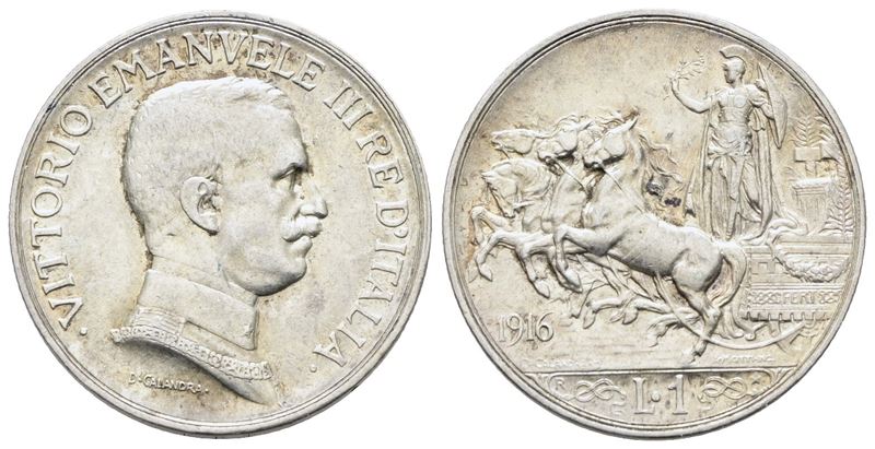 Vittorio Emanuele III, Lira 1916 'Quadriga briosa', Ag, 5gr, Gig. 137