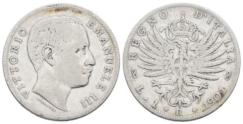 Vittorio Emanuele III, Lira 1901 'Aquila Sabauda', Ag, 5gr