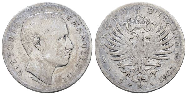 REGNO D'ITALIA. Vittorio Emanuele III (1900-1943). Lira 1901 "Aquila sabauda". Ag; 5gr; Gig. 127; NC; MB