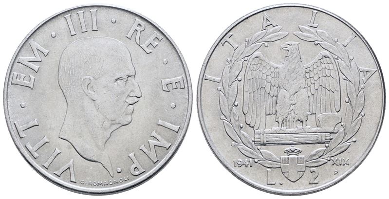 Vittorio Emanuele III, 2 lire 1941 'Impero', Acquisto, 10 gr, Gig. 122