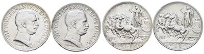 Vittorio Emanuele III, Lotto di 2 monete da 1 lira 1917 "Quadriga briosa"