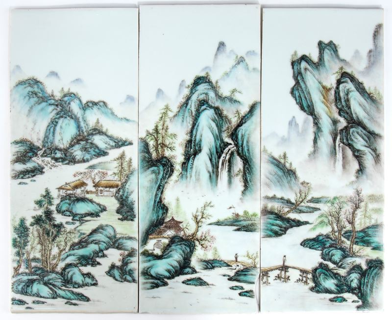 Raffinato set di formelle in porcellana ( 3 pezzi), Cina