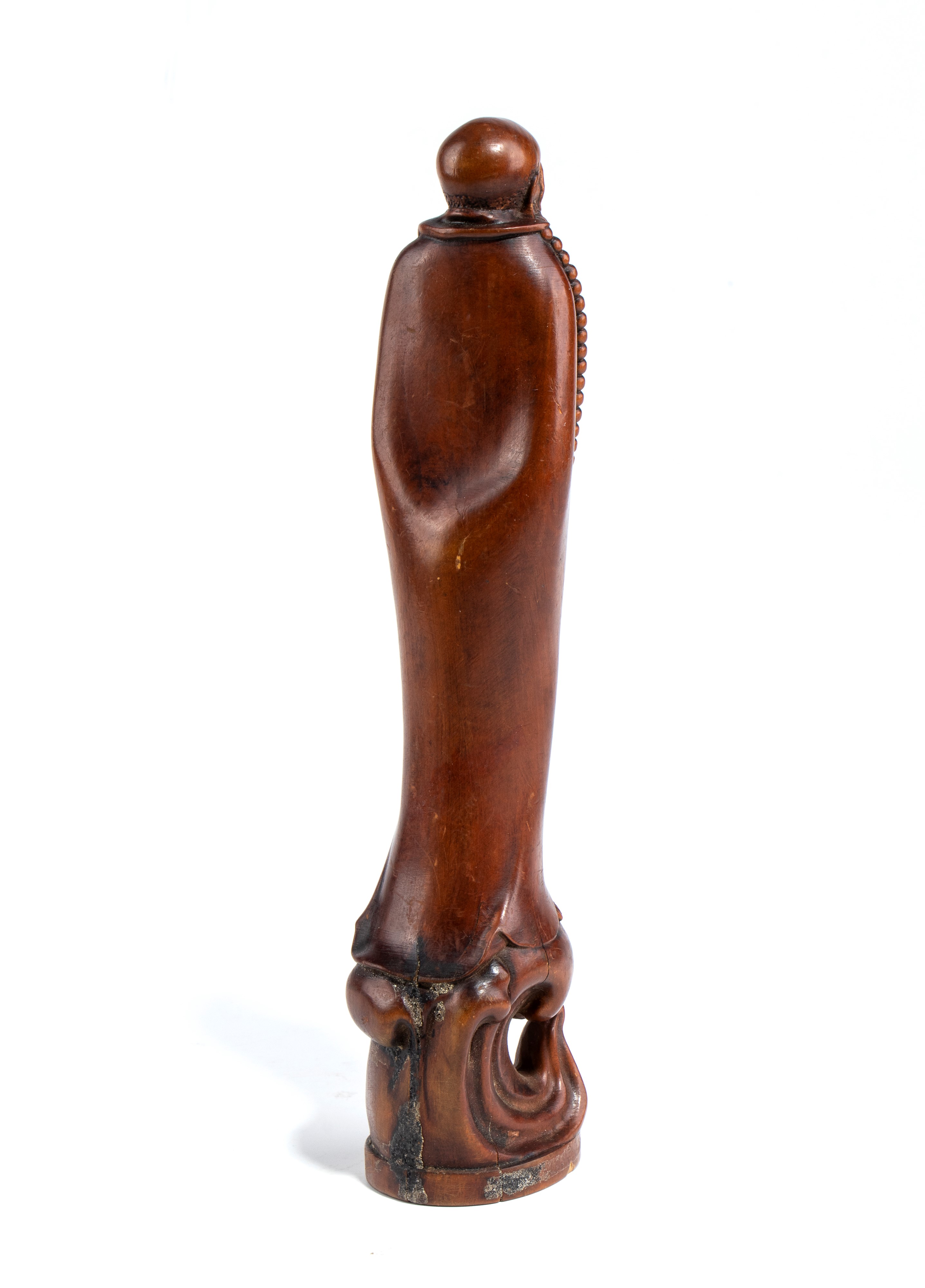 Figura di Arhat, legno di bosso, Cina, XIX secolo