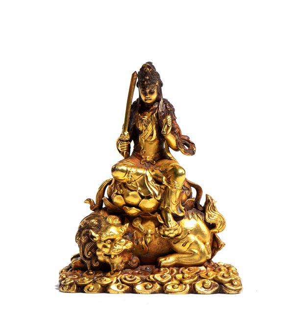 Figura di Bodhisattva Manjushri, Cina