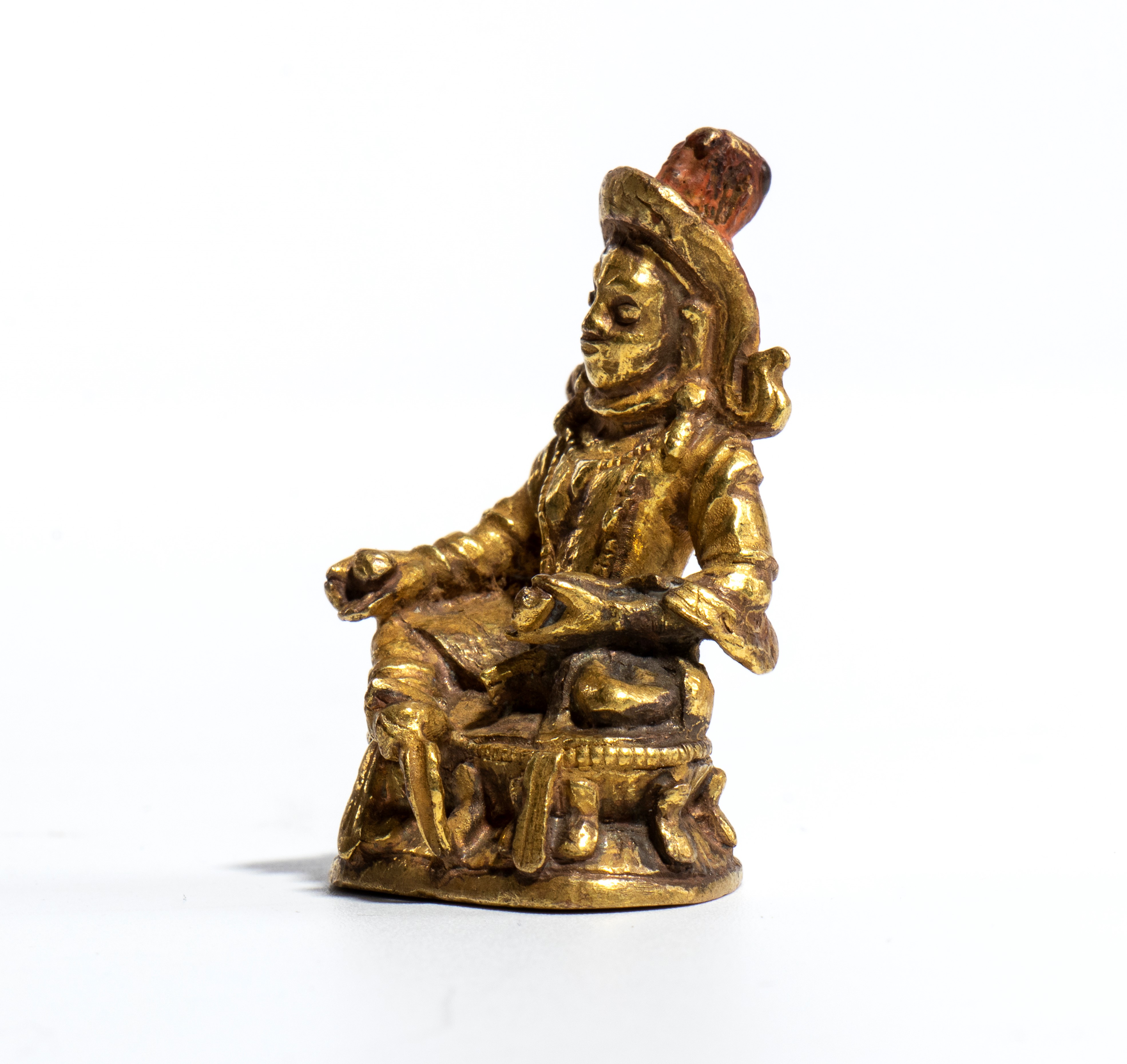 Figura di Caishen, rame dorato, Cina, Fine dinastia Qing - periodo Repubblica (1912-1949)