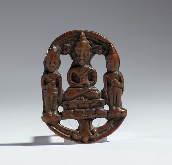 Bound bronze Buddhist amulet, China