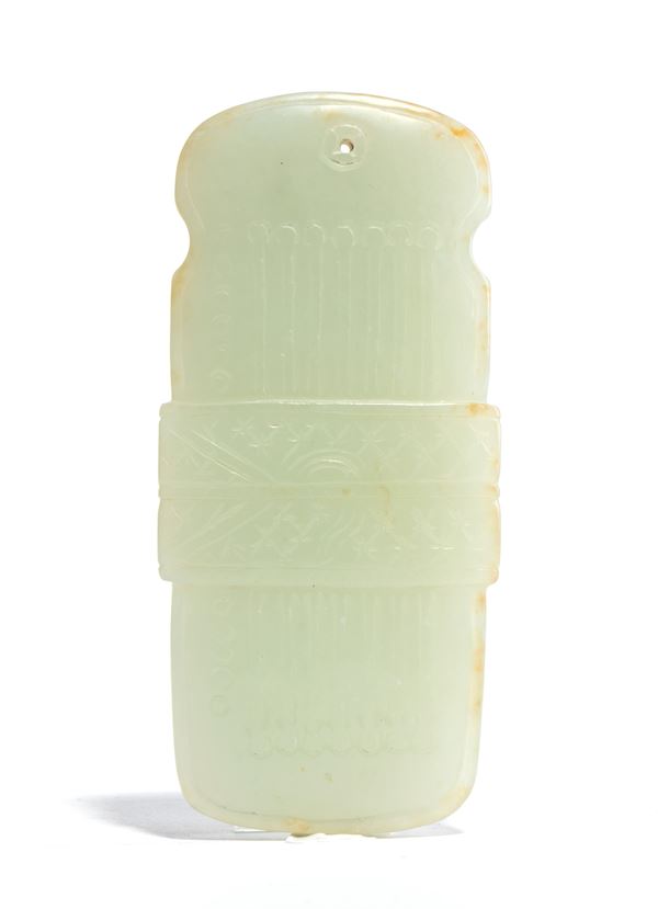 Ornamento pendente in giada bianca, Cina