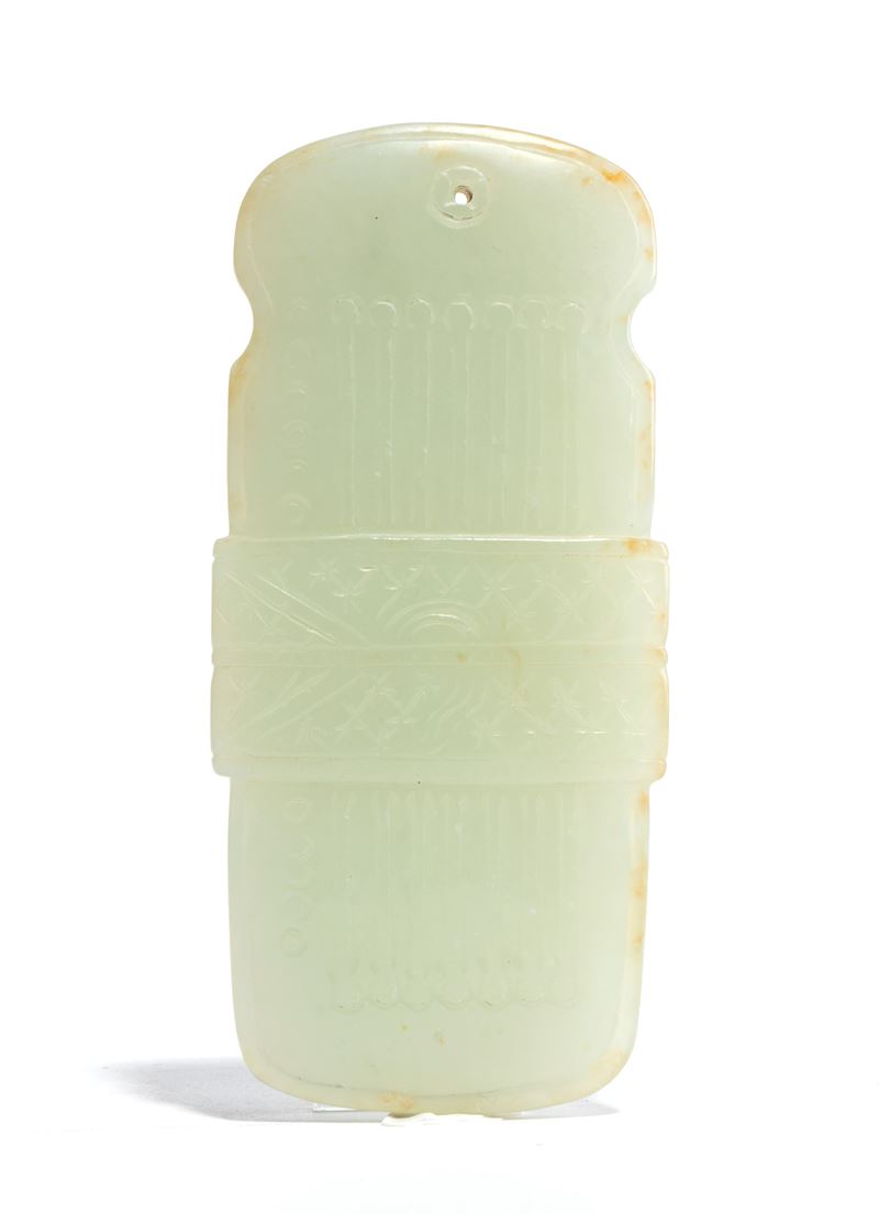 Ornamento pendente in giada bianca, Cina