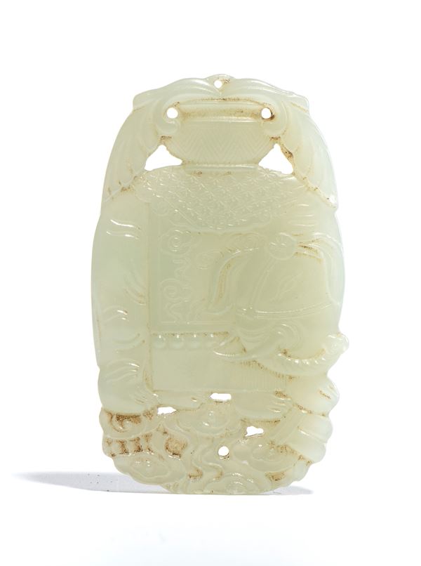 Ornamento pendente in giada bianca, Cina
