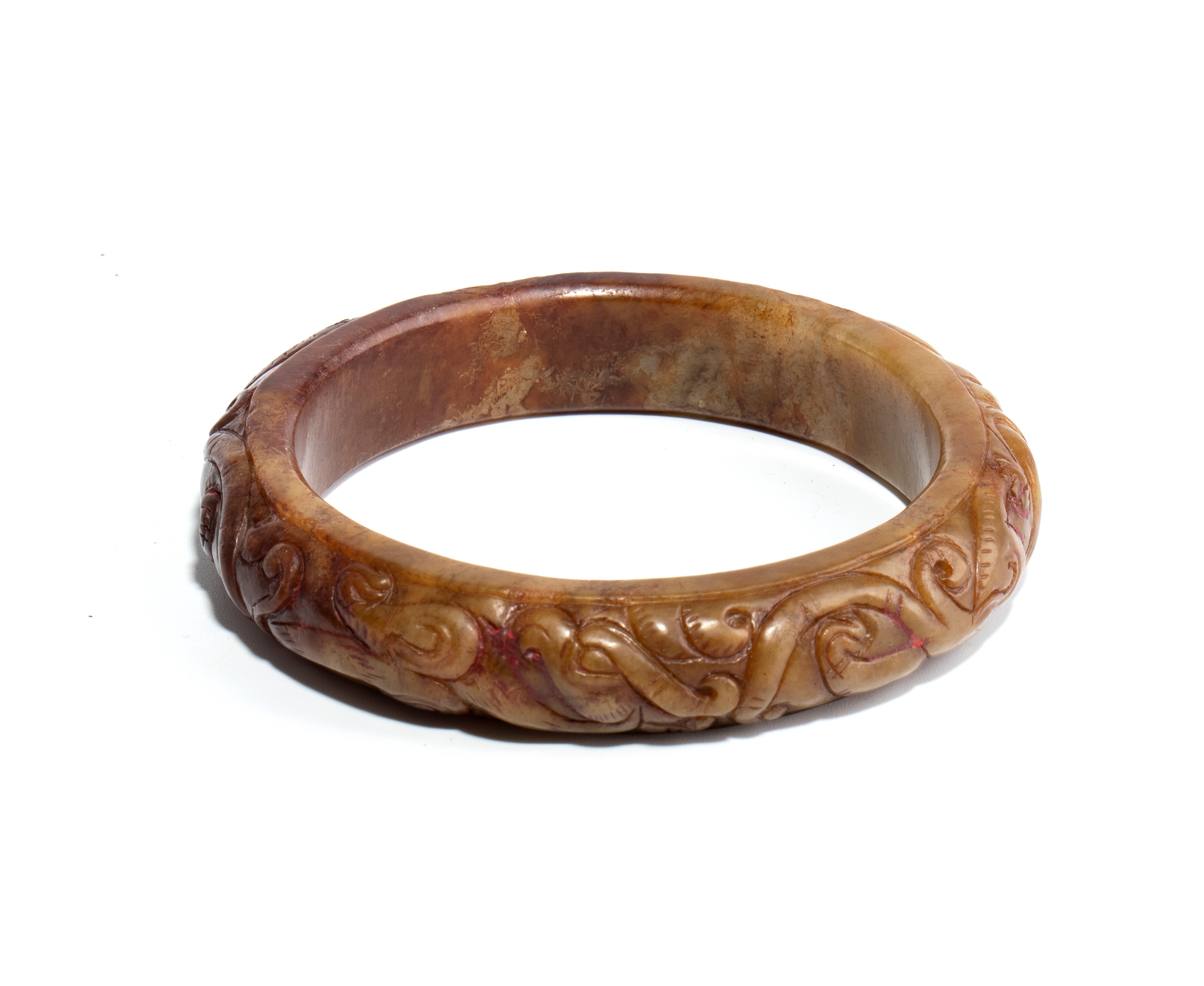 Bracciale in giada, Cina, incisione a forma di drago, fine dinastia Qing - periodo Repubblica