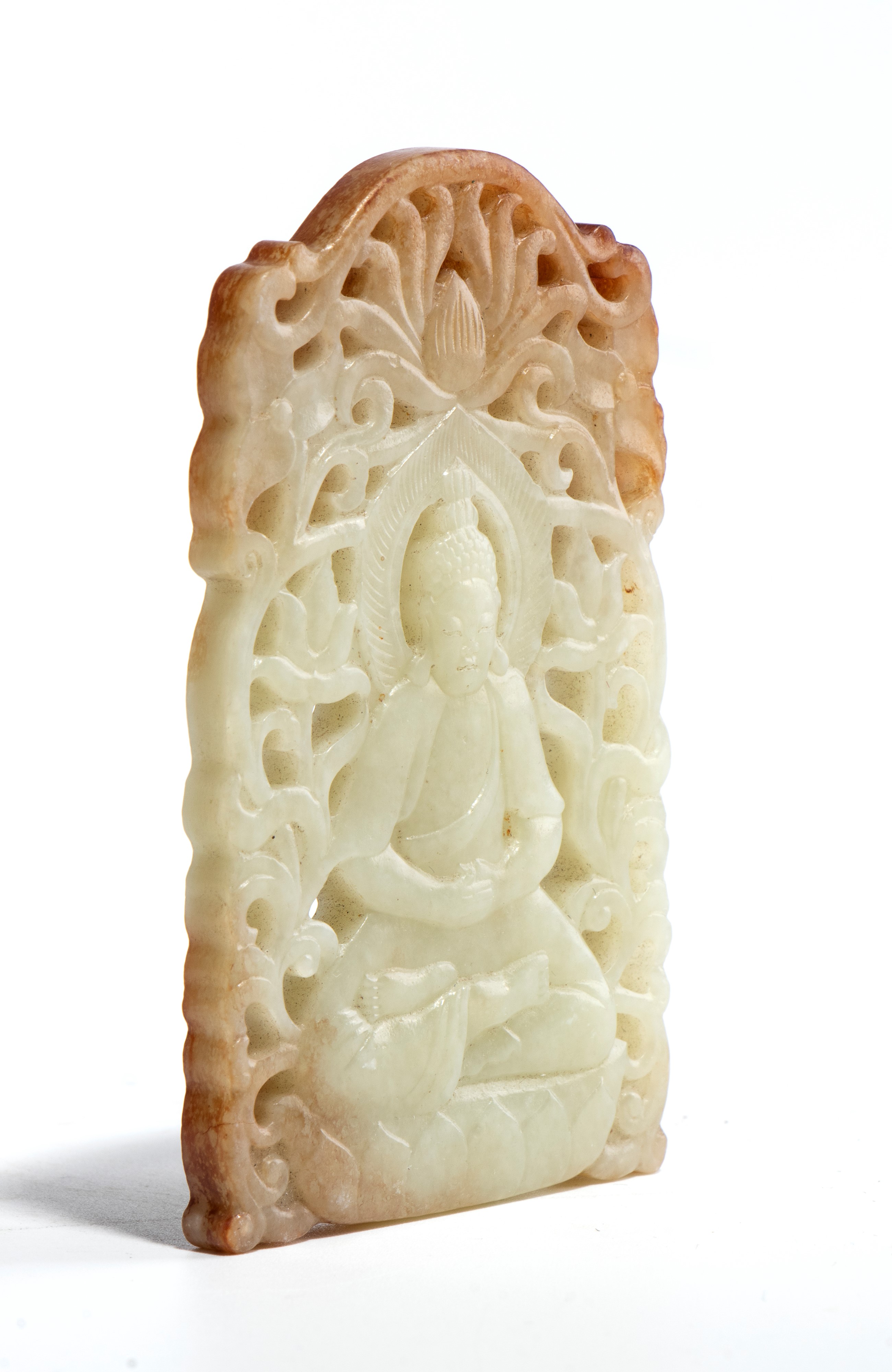 Placchetta in giada con raffigurazione di Buddha, Cina, fine dinastia Qing-Repubblica